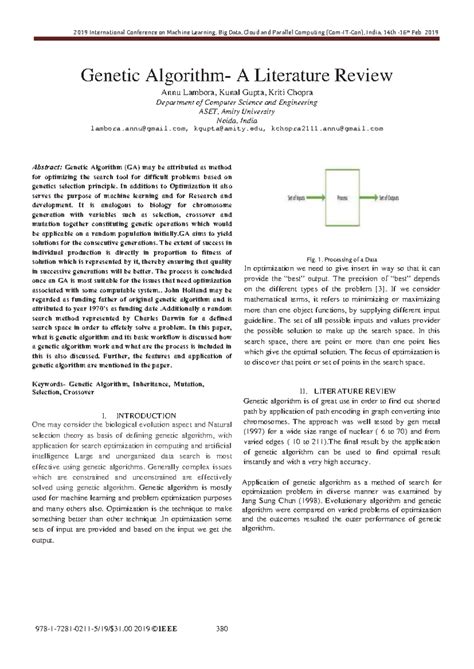 Genetic Algorithms: A Comprehensive Review - 2019 Conf. on ML, Big Data ...