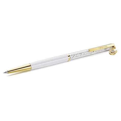 Crystalline ballpoint pen, Horse shoe, White, White lacquered, Gold ...