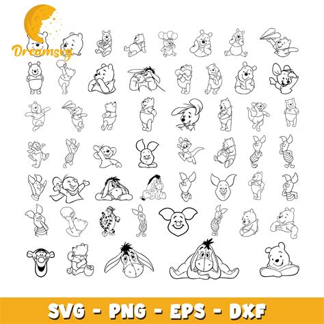 Winnie The Pooh Outline Svg Winnie Pooh And Friends Circle SVG, Pooh