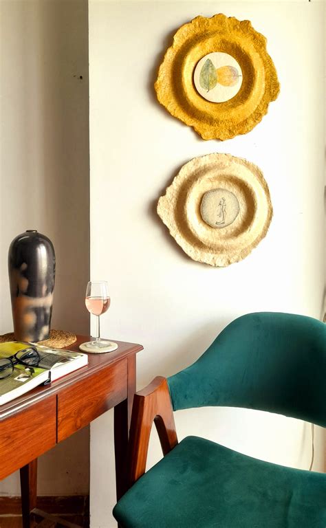 Papier-mache painting wall plate-hand drawing – aranya earthcraft