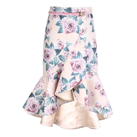 Buy Cutecumber Girls Neoprene Floral Printed Orange Skirt. 2278B-ORANGE ...