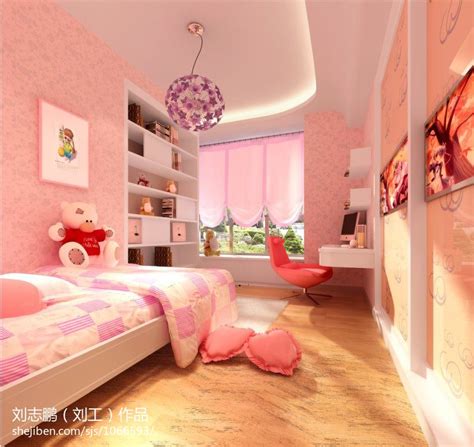 现代温馨浪漫儿童房粉色系列装修设计效果图 – 设计本装修效果图
