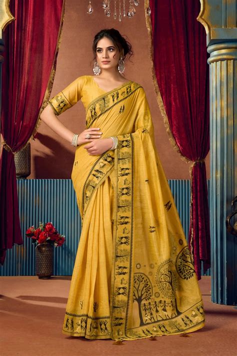 Mustard Yellow Heavy Model Saree – Kalyanja