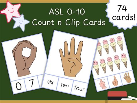 ASL Numbers 0-10 Count and Clip Cards | American Sign Language Math | Counting