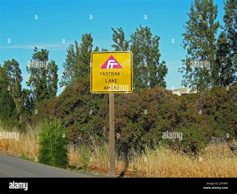 Fastrak lane ahead sign Fremont, California Stock Photo - Alamy