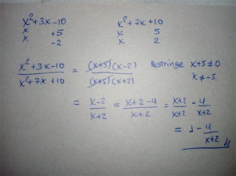 frac{x^2+3x-10}{x^2+7x+10} - Brainly.lat