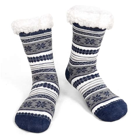 Mens Slipper Socks, PUTUO Non Slip Fuzzy Socks, Cozy Warm Slipper Socks ...