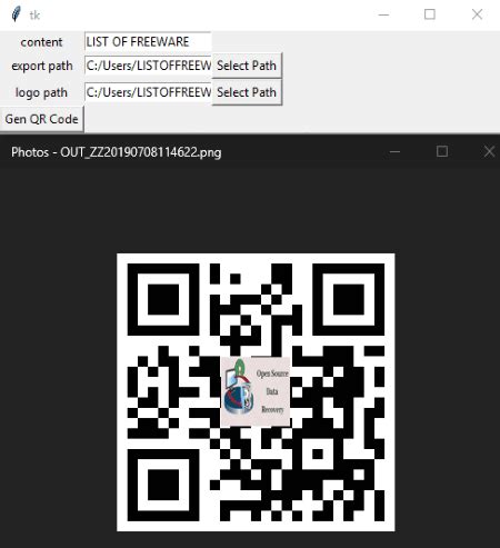 Generate QR Code Windows 1.0 的图像结果