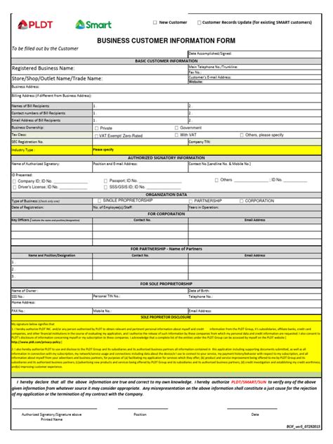 Customer Information Form PDF 的图像结果