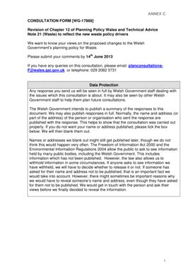 Fillable Online ANNEX C CONSULTATION FORM WG-17869 Revision of Chapter ...