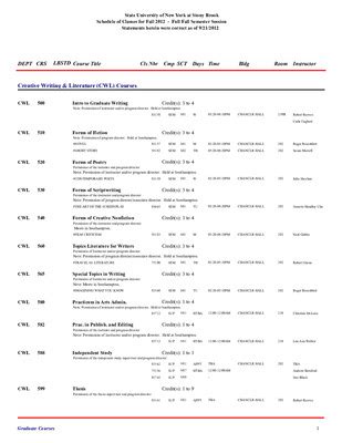 Calendars | Curricula | Stony Brook University