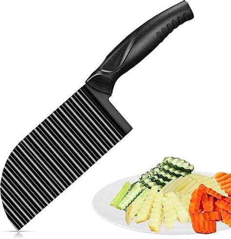 HARI Crinkle Cutter Knife for Vegetables & Fruits - (Black) | Stainless ...