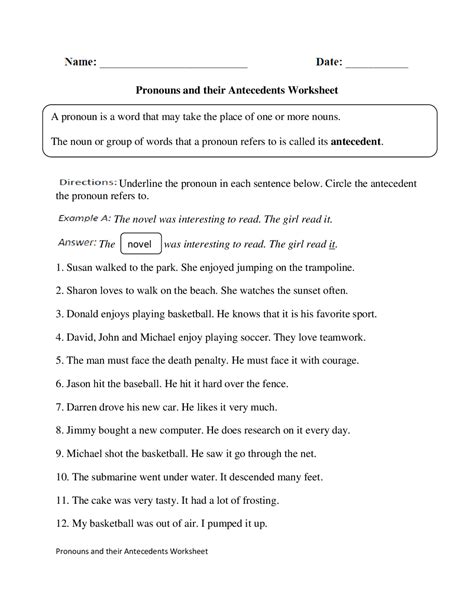Master Pronoun-Antecedent Agreement with Our Worksheets and Answers