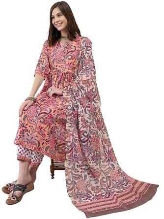 Tee Projekt Women's Cotton Blend Sweetheart Neck Anarkali Kurta Pant ...