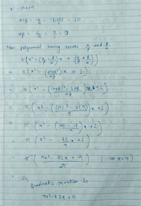 If and b are zeros of the polynomial f(x)=x square-10x+9 find a ...
