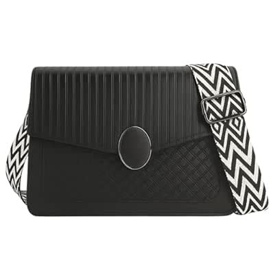 ITALISH Quilted Pattern Leather Crossbody Sling Bag with Striped ...