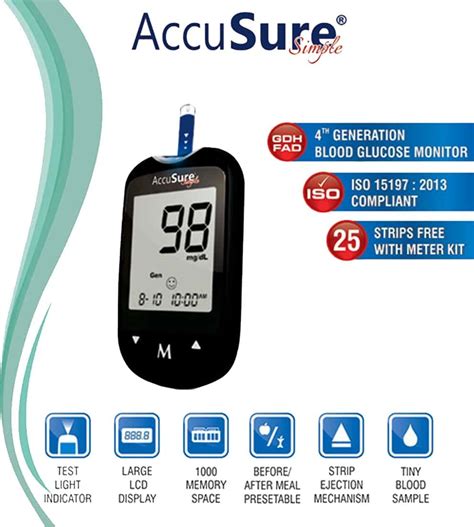 Buy ACCUSURE SIMPLE BLOOD GLUCOSE METER Online & Get Upto 60% OFF at ...