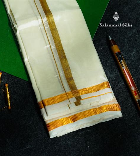 Beautiful Cream White Pure Silk Angavastram (2.00,M) With Gold Zari Bo ...