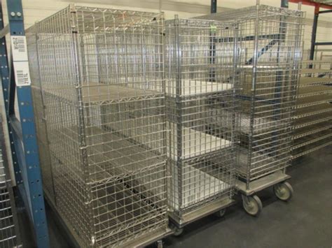 Metro Lot: (3) Wire Rack Security Cage Carts [one missing doors]. HIT ...