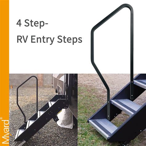 Snapklik.com : Myard RVH4X Grooved Handrail For 4 Step Above 2nd Generation RV Entry Steps
