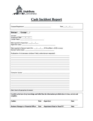 Sample Incident Report For Cash Overage - Fill Online, Printable ...