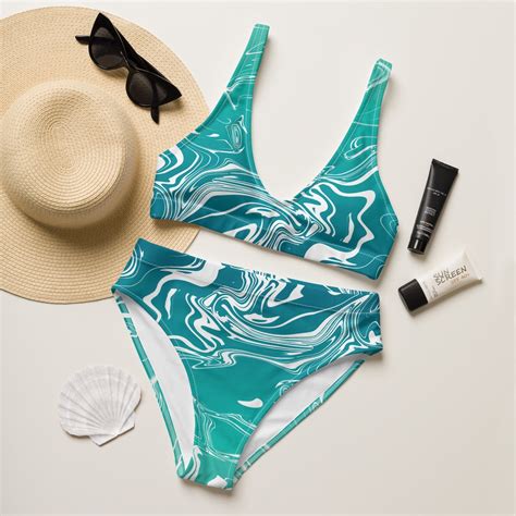 Turquoise Bikini, Green Bikini, Womens Bikini Set, High Waisted ...