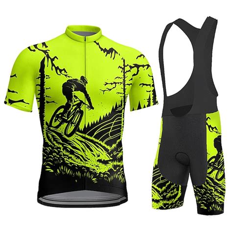 Men's Cycling Jersey with Bib Shorts Short Sleeve Mountain Bike MTB ...
