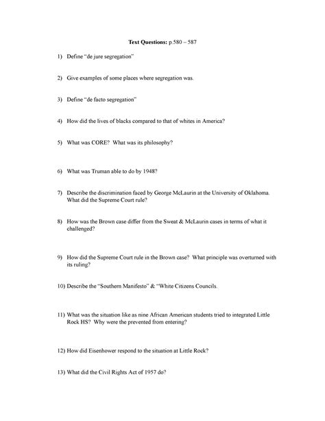 Start of Civil Rights Text Qs - Text Questions: p – 587 Define “de jure ...