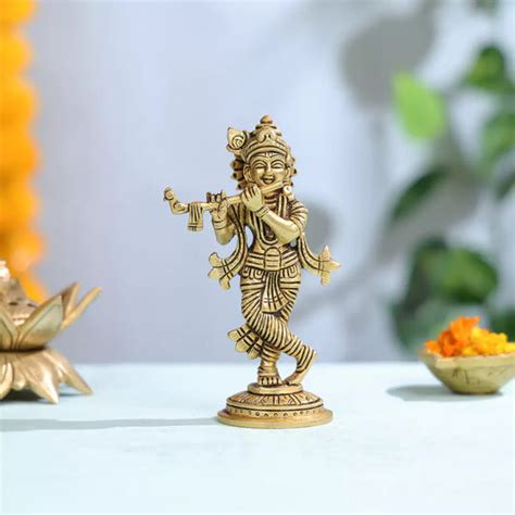 Buy Lord Krishna Brass Statue & Idols Online – Ethnic India Handicrafts