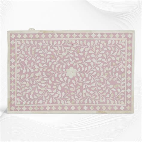 Bone Inlay Bedside Floral 1 Drawer 1 Door Blush Pink – Luxury Handicrafts