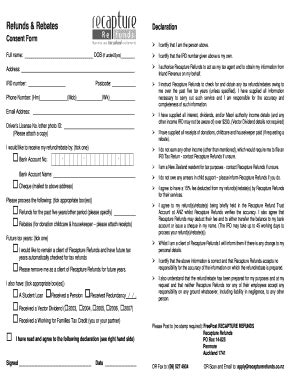 Fillable Online Refunds & Rebates Declaration Consent Form Fax Email ...