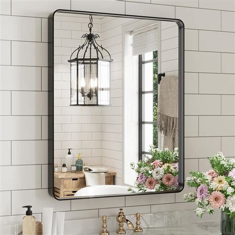 WEER Black Bathroom Mirror for Wall, 24X30 Inch Matte Black Mirror ...