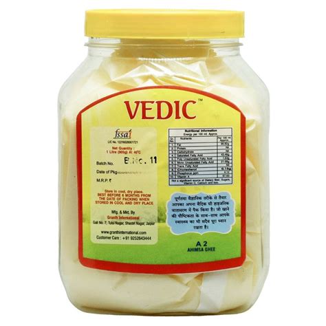 Vedic Desi Cow A2 Ghee - Pure, Traditional 1 Litre Ghee for Healthy ...