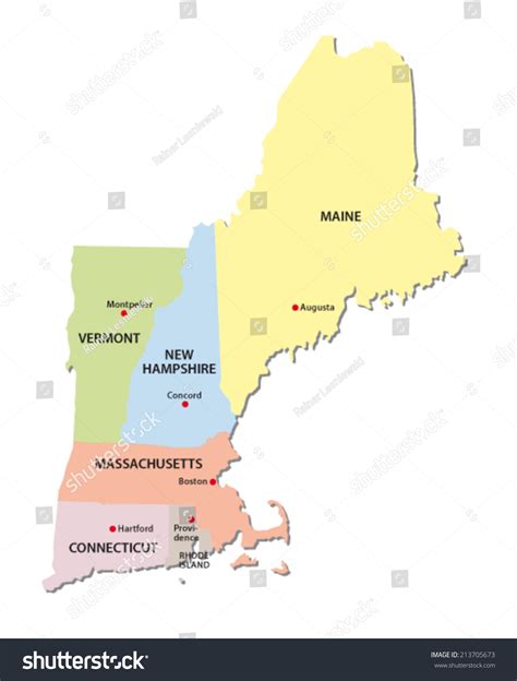 Blank map of the new england states