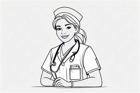 Premium Vector | Continuous one line drawing Nurse carry a stethoscope ...