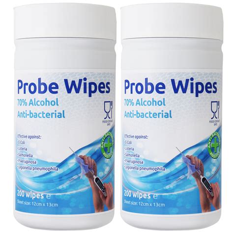Antibacterial Safe Probe Wipes - 2 x 200 Alcohol Wipes - Thermometer World