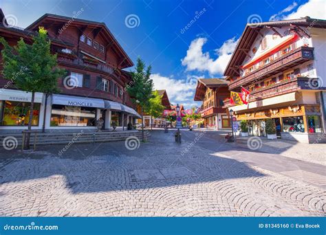 Old City Center of Gstaad Town, Famous Ski Resort in Canton Bern ...
