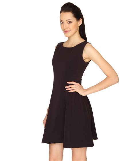 Pleated Wine Fit & Flare Scuba Dress – #ASHTAG