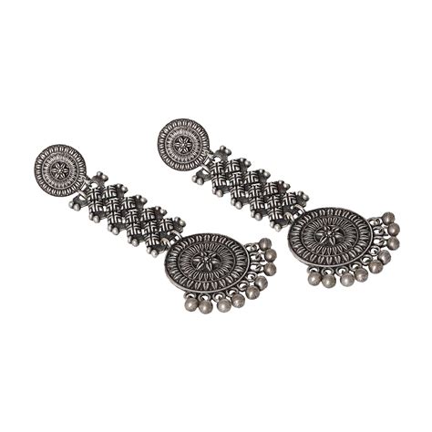 Shop Teejh Raveena Silver Oxidised Earrings For Women