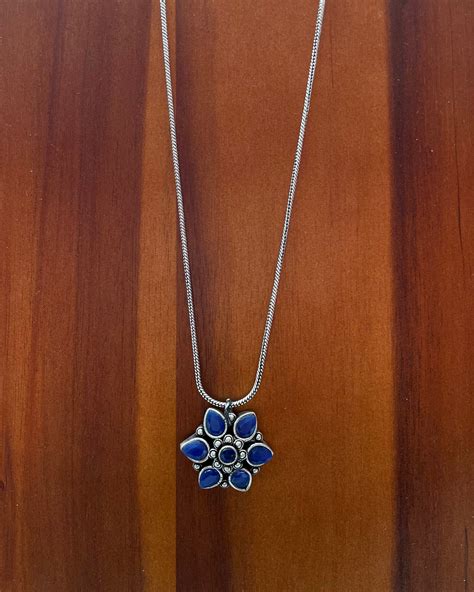 Tārānila | Silver Plated Handcrafted Statement Pendant & Chain ...