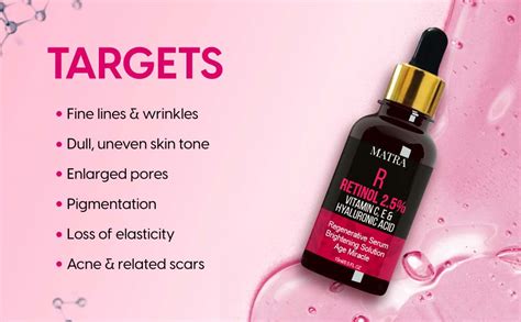 Matra Retinol Serum 2.5%, Vitamin C, E & Hyaluronic Acid Face Serum ...