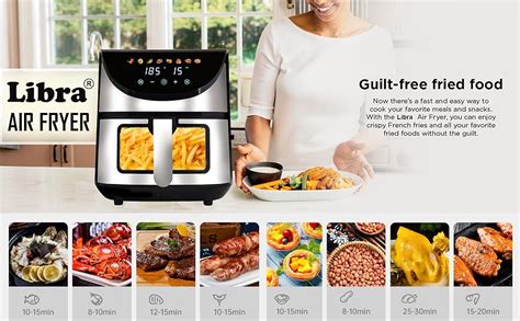 Libra 6.5 Liter air fryer for home, 1740 Watts air fryer, 9-in-1 ...