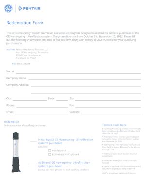 Fillable Online Redemption Form - GA Murdock Fax Email Print - pdfFiller