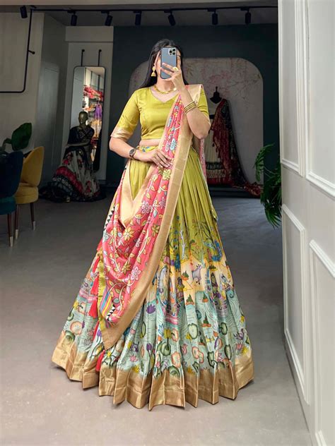 Alluring Pista Green Dola Silk Lehenga Choli with Enchanting