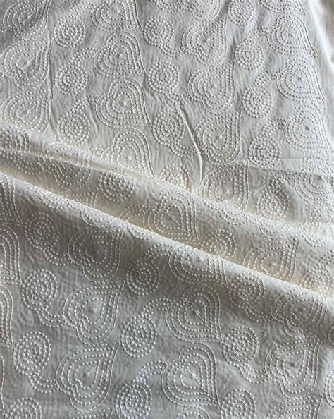 Cream Embroidered Cotton Fabric – Lavanya India