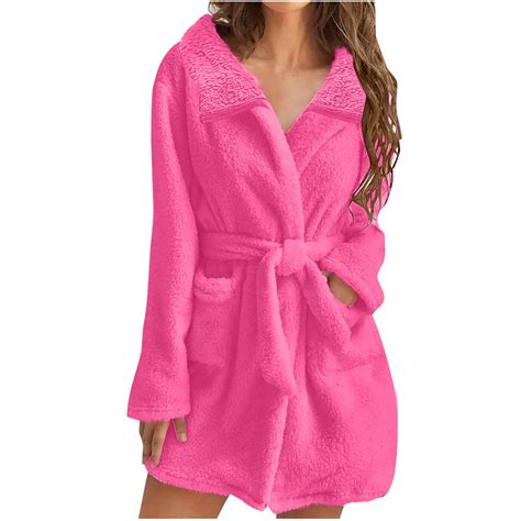 Kaemgyyd Womens Plush Robes Soft Cozy Long Sleeve Bathrobe Winter Warm ...