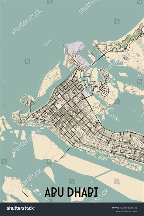 This Detailed Map Abu Dhabi Capital Stock Vector (Royalty Free ...