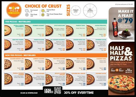 Menu at Mojo Pizza - 2X Toppings, Gurugram, Radha Krishna Mandir