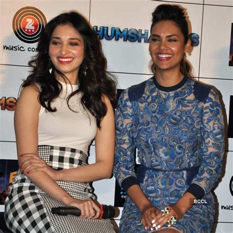 Tamannaah Bhatia poses with Esha Gupta during the press meet of ...