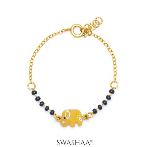 Yolo Elephant 18K Gold Plated Kid's Nazariya Bracelet – Swashaa